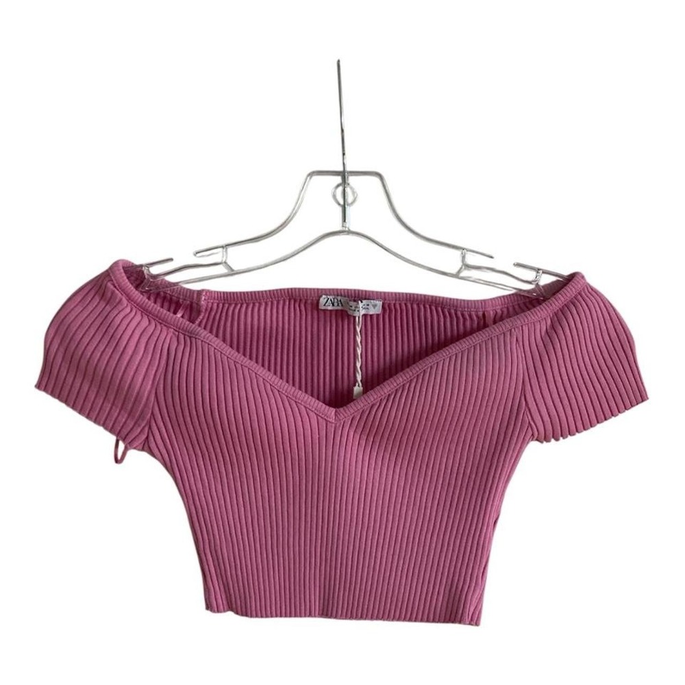 Zara pink ribbed crop top